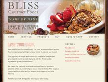 Tablet Screenshot of blissgourmetfoods.com